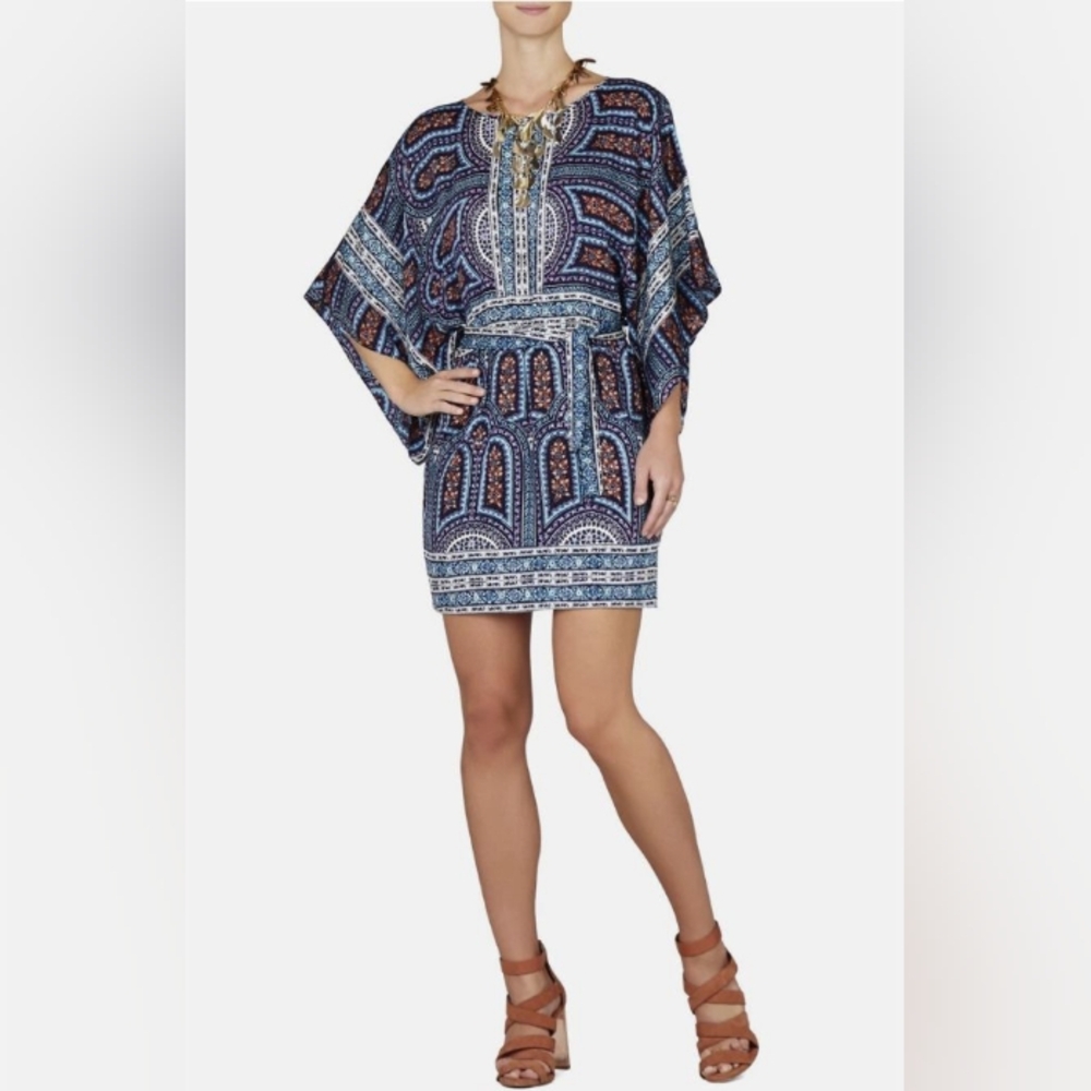 BCBGMaxAzria Bryna Tribal Print Kimono Sleeve Dress Size XXS